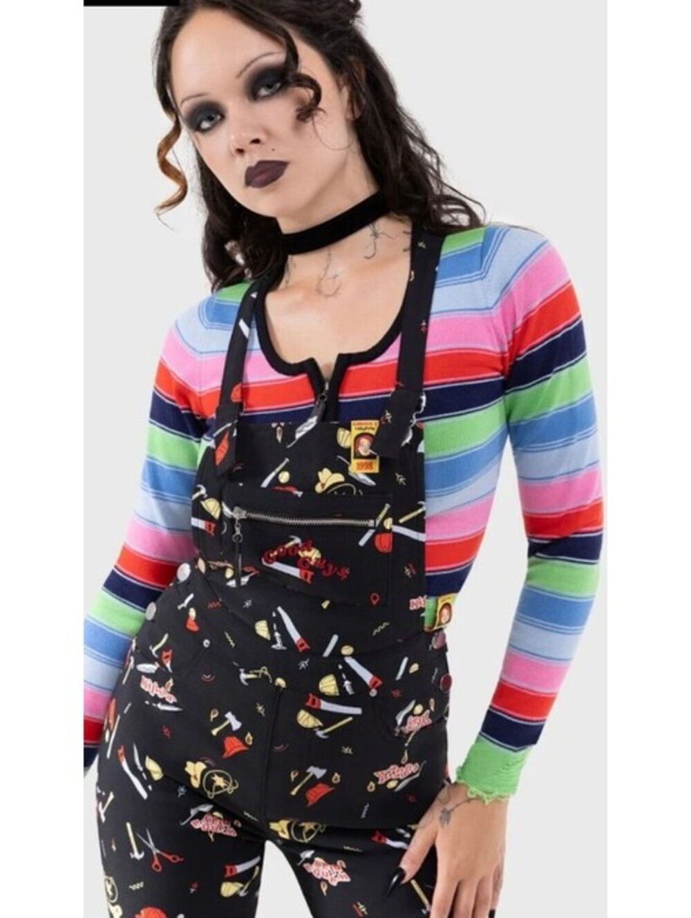 Killstar Chucky Good Guys Finish Last Knit Top Crop Sweater Women's Sz Large NEW